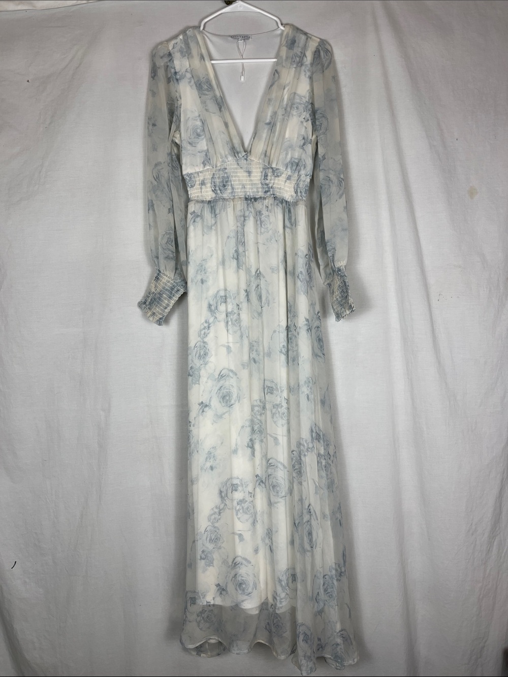 Baltic Born Blue and White Floral Long Sleeve Maxi Dress